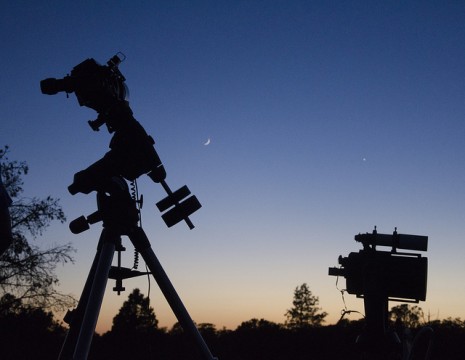 Silhouette of telescopes