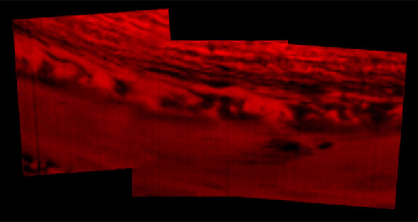 Infrared image of location of Cassini's demise on Saturn's nightside