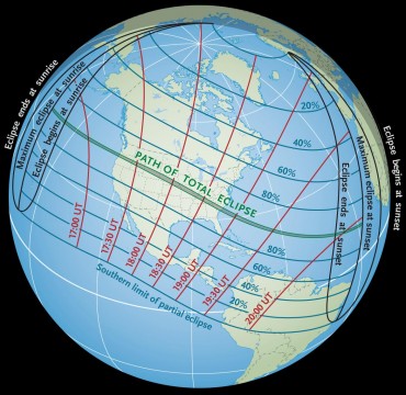 Path of the Great American Eclipse, the total solar eclipse happening in August 2017!