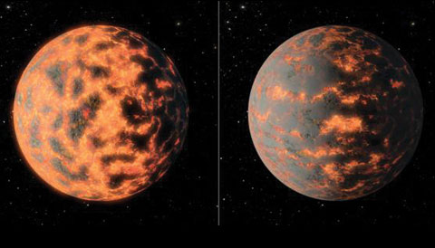 55 Cancri e, without and with volcanic plumes