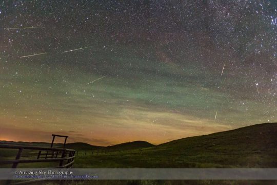 Perseid Meteors by Alan Dyer, Aug. 12, 2016