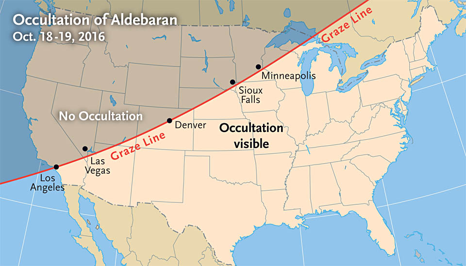 Aldebaran occultation map (Oct. 2016)