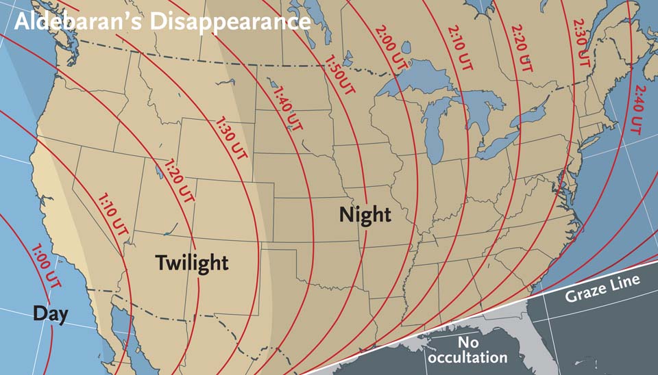 When to view Aldebaran's disappearance