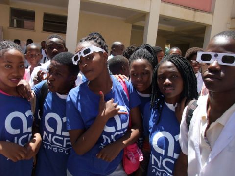 Angolan students try out eclipse glasses