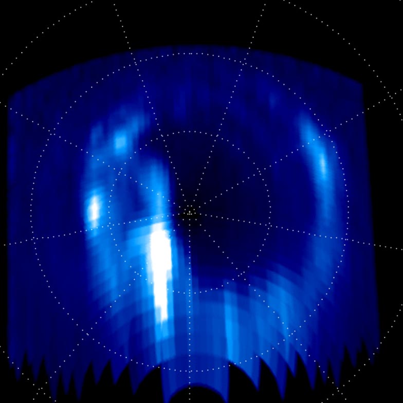 Aurora display at Saturn's north pole
