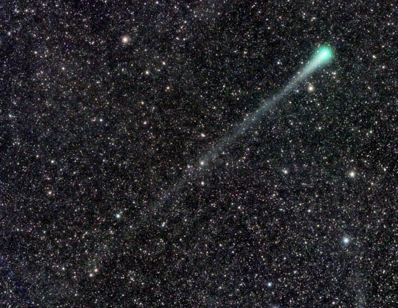 Blue Q-tip tail left behind by the Catalina Comet.