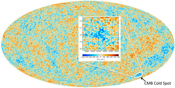 Planck Cosmic Microwave Background with Cold Spot inset