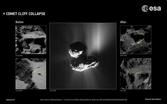 Comet cliff collapse