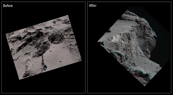 3D comet cliff collapse
