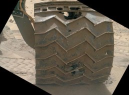 Punctures in Curiosity's left-front wheel