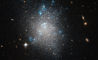 NGC 5477, one of the dwarf galaxies circling Messier 101 in the constellation of Ursa Major.  ESA / Hubble / NASA