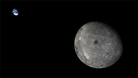 Moon and Earth from Chinese lunar probe