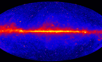 This view shows the entire sky at energies greater than 1 GeV based on five years of data from NASA's Fermi Gamma-ray Space Telescope. Brighter colors indicate brighter gamma-ray sources. NASA / DOE / Fermi LAT Collaboration