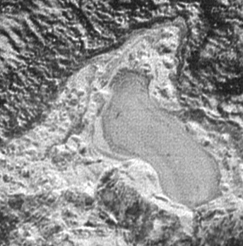 Frozen pond on Pluto