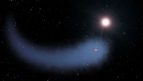 Gliese 436b with a comet-like tail