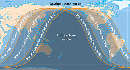 Visibility of June 26th's lunar eclipse