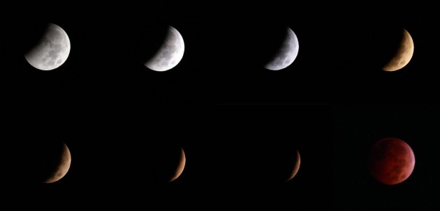 Sequence of lunar eclipse images