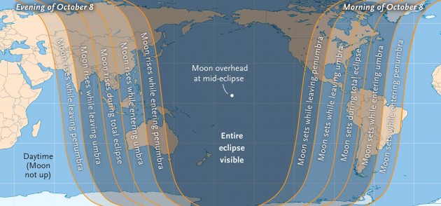 Where to see October 8th's total lunar eclipse