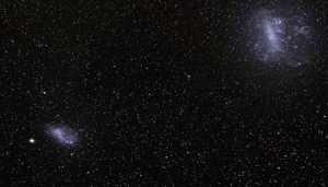 The Large and Small Magellanic Clouds, pictured here, are dwarf galaxies easy to spot from a dark, Southern Hemisphere sky. Crater 2 isn't much smaller, but its distance and spread-out stars make much fainter and harder to spot than its bright brethren.ESO / S. Brunier