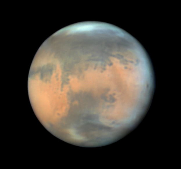 Mars as imaged by Damian Peach on June 8, 2016
