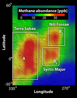 Martian methane map
