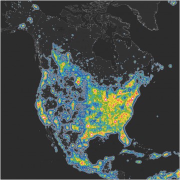 A map of North America's night sky brightness. Falchi, et. al 