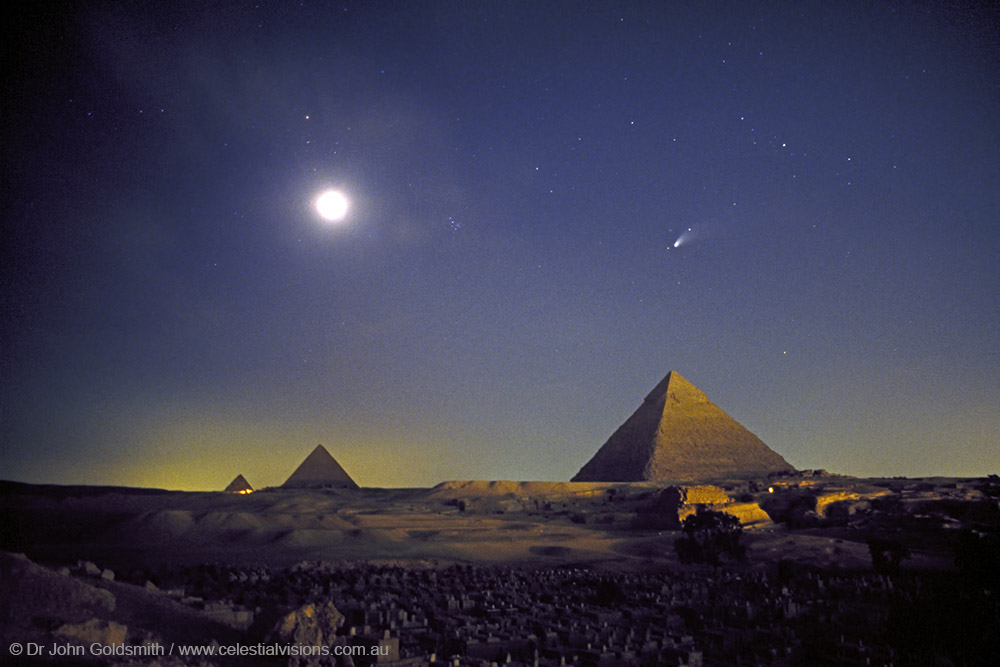 Comet Hale-Bopp Above the Pyramids