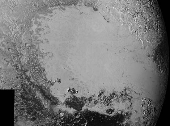 Detailed surface features on Pluto