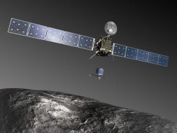 Artist's rendering of the Rosetta spacecraft and its Philae lander.  ESA–C. Carreau/ATG medialab