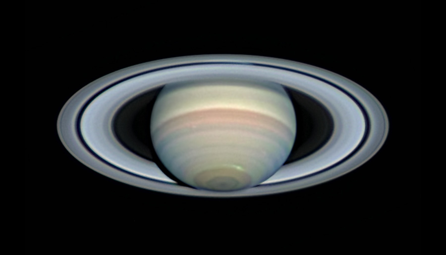 Saturn with new white spot on April 1, 2018
