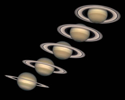 The Hubble Space Telescope captured the opening of Saturn's rings from 1996 (bottom) to 2000.