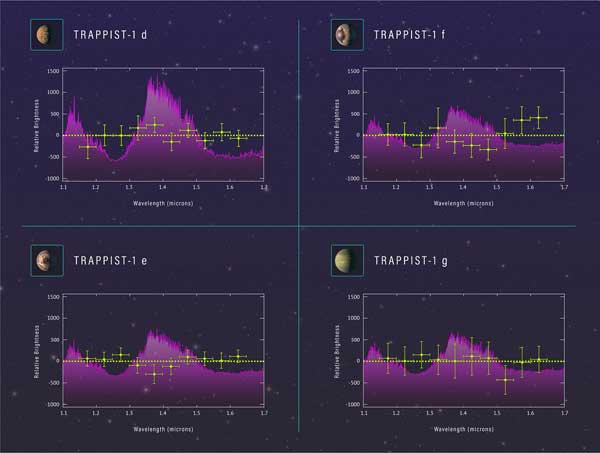 Transmission spectra for TRAPPIST-1d, e, f, g
