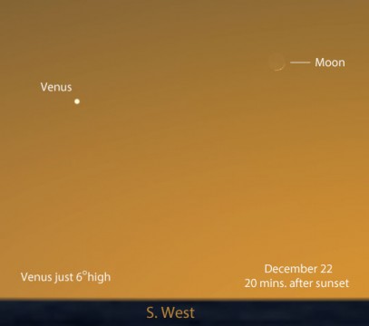 An exceptional opportunity to see Venus' first meeting with the crescent Moon this apparition