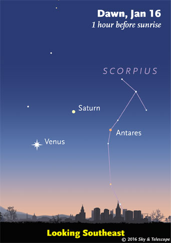 Venus and Saturn at dawn, Jan. 16, 2016