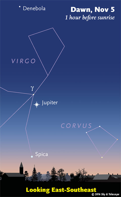 Jupiter and Spica at dawn, early November 2016
