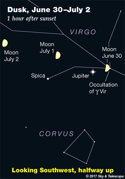 Moon, Jupiter, Gamma Virginis June 30, 2017 