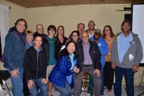 Don Parker (4th from right, front row) surrounded by family and friends at the Winter Star Party on February 18, 2015. Photo courtesy of Manuel R. Padron. 