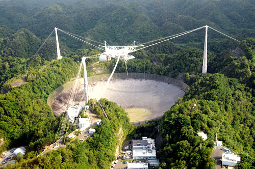 305-meter dish at the Arecibo Observatory, the world's largest radio telescope .NAIC