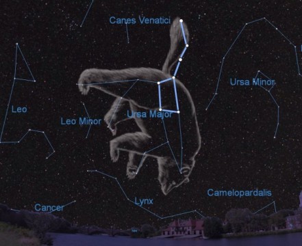 The Big Dipper asterism in the constellation Ursa Major.  Starry Night Software / A.Fazekas