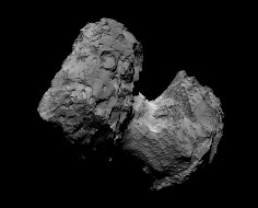 Comet 67P has a bi-lobed shape, meaning it has two lobes connected by a narrow neck. European Space Agency