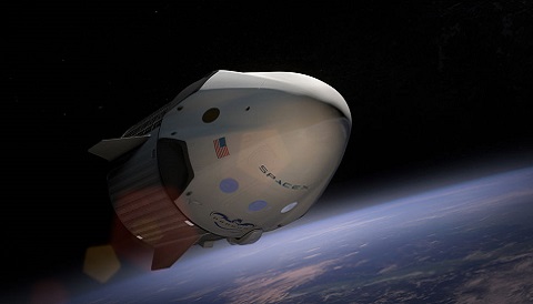 SpaceX's dragon v2 in orbit (art)