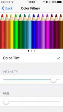 iPhone color filters screen