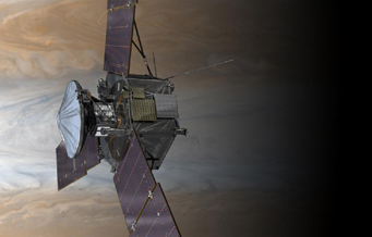 Artist's impression of Juno orbiting Jupiter