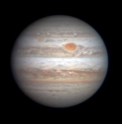 Jupiter with Red Spot on Jan. 24, 2017