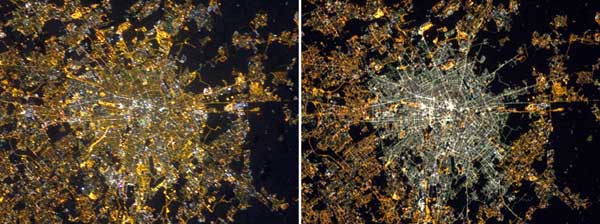 Milan nighttime lights in 2012 and 2015