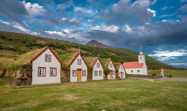 Turf houses and Laufáskirkja Church