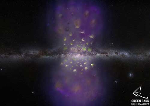 High-velocity clouds flying from galaxy center