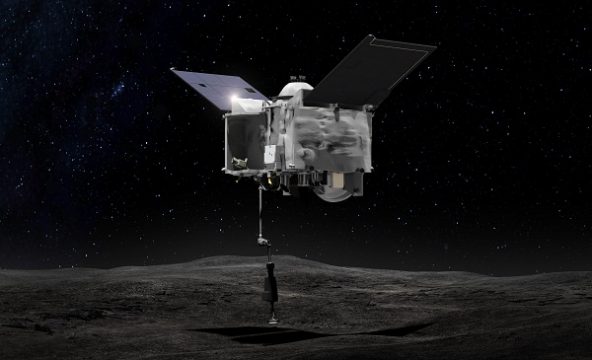 An artist's conception of OSIRIS-REx performing it's touch and go sampling maneuver. NASA