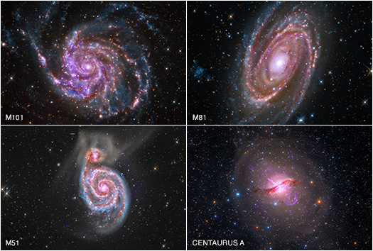 Amateur astronomers contribute to galaxy images in the visable, X-ray, and infrared spectrum