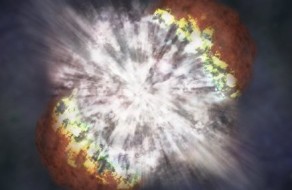Artist's rendering of a supernova explosion. NASA/CXC/M.Weiss; X-ray: NASA/CXC/UC Berkeley/N.Smith et al.; IR: Lick/UC Berkeley/J.Bloom & C.Hansen